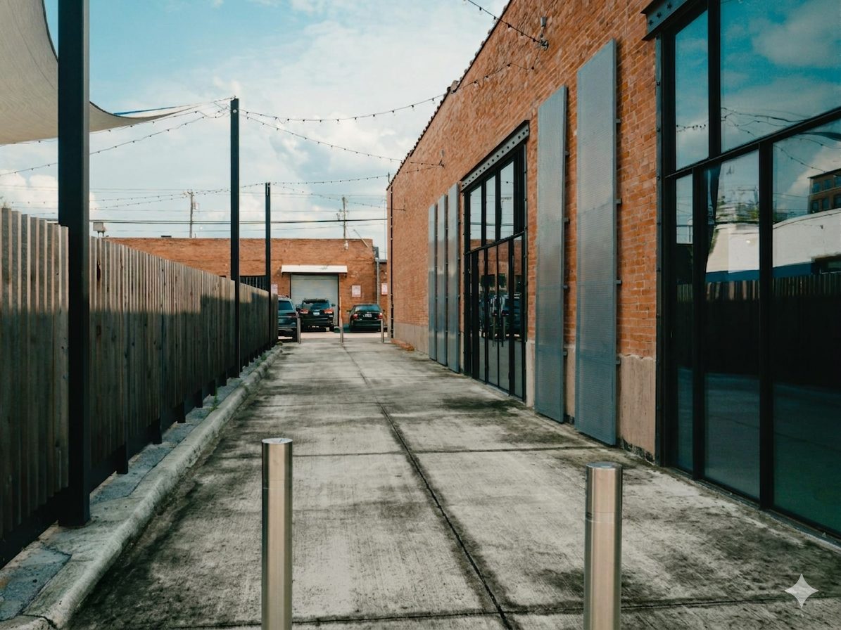 Dirty commercial sidewalk before pressure washing